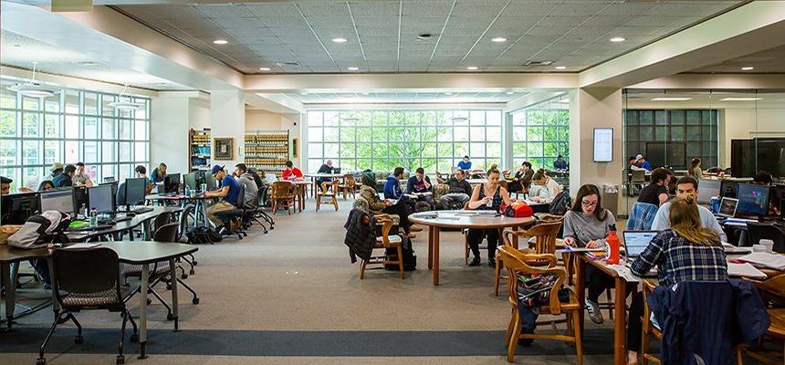 Students studying in the 大学图书馆.